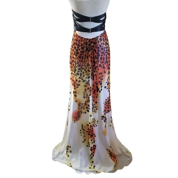 Caché Black Bandage & Animal Print Long Gown Size 8 - Picture 3 of 16